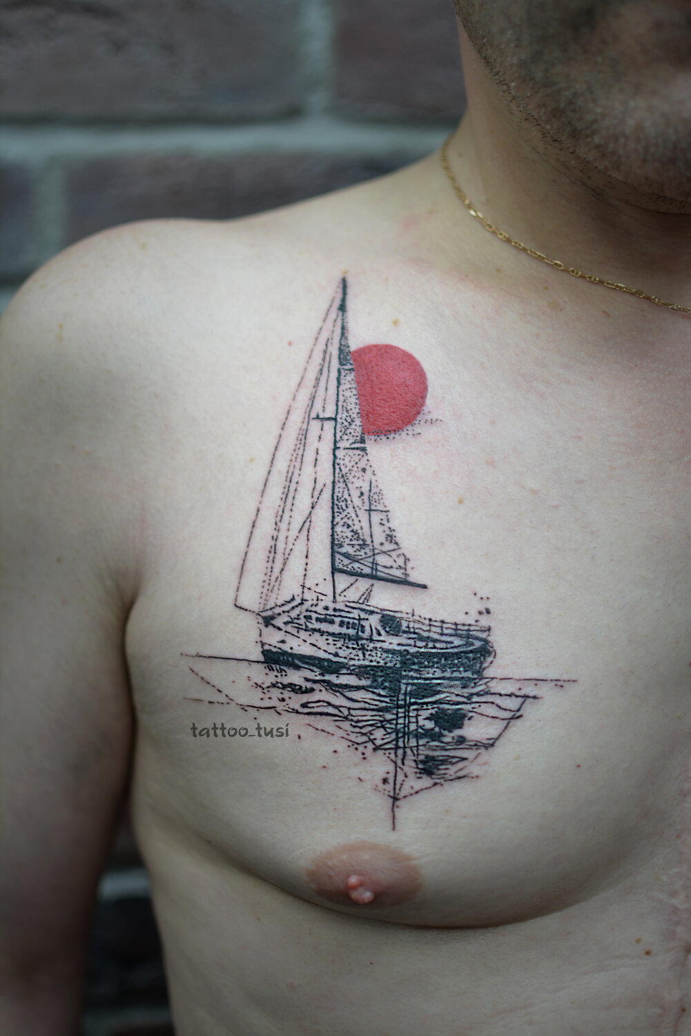 татуировка корабль, тату, tattoo, татуировка парусник, geometric tattoo