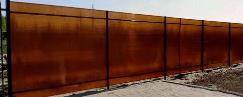 забор из поликарбоната мп 20, забор из поликарбоната на металлическом каркасе, забор из сотового поликарбоната, металлический забор с поликарбонатом, 3 д забор с поликарбонатом