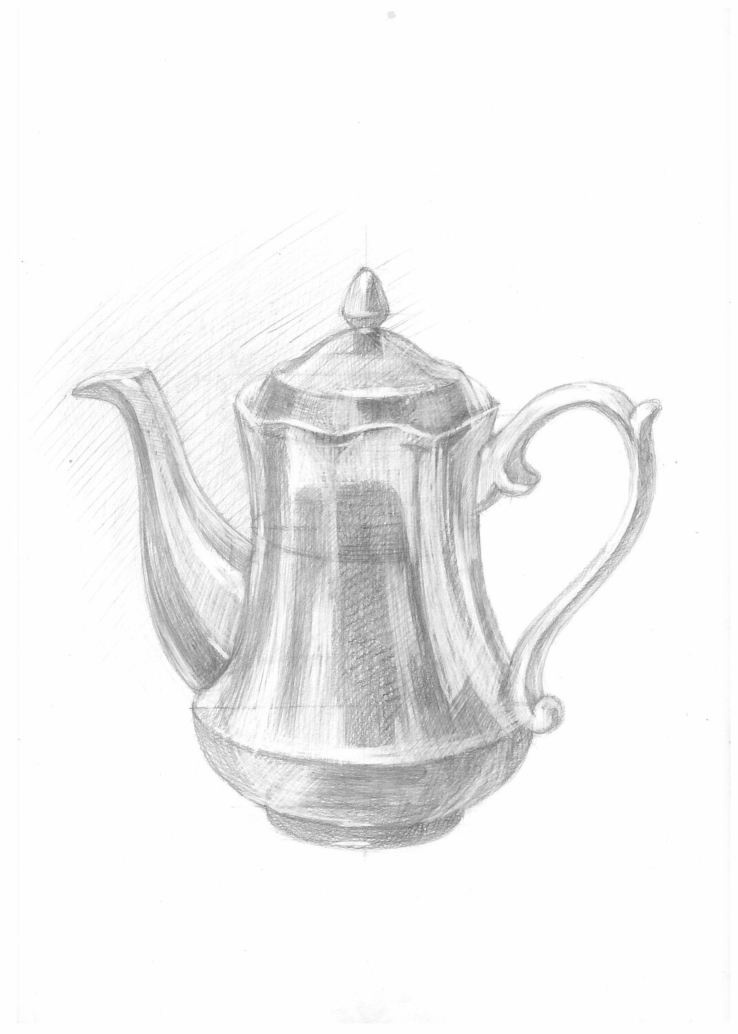 кофейник карандашом, кофейник рисунок карандашом, эскиз кофейника, чайник в графике, кофейник