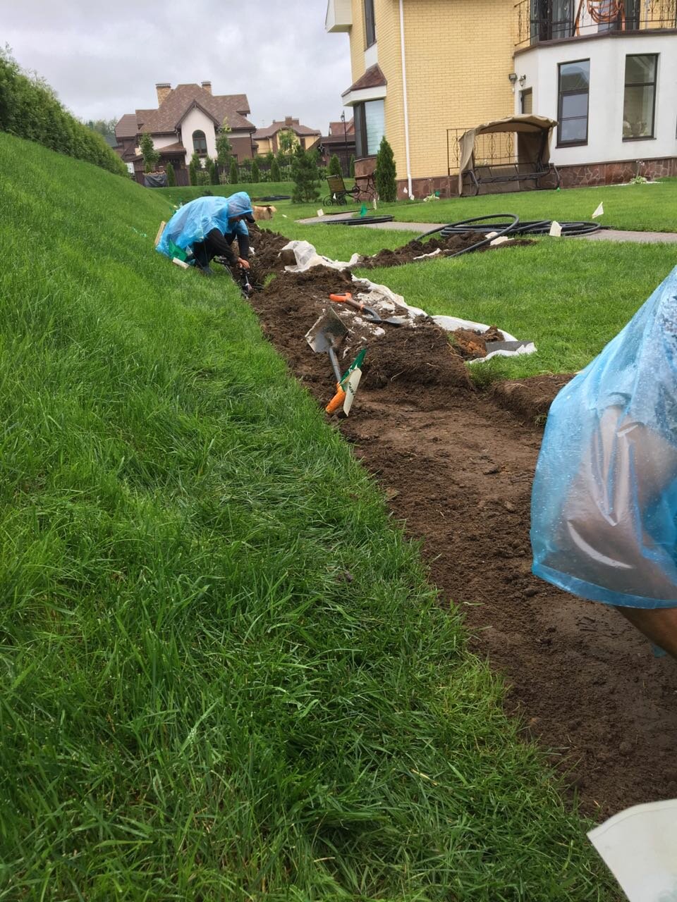 дренажное поле для септика без щебня, дренаж, участок, поверхностный дренаж, без щебневые дренажные системы