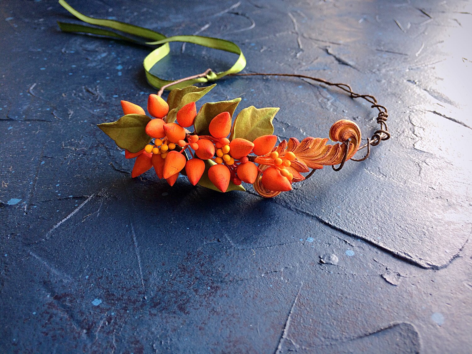 осенние украшения полимерная глина, осенний ободок, осеннее ожерелье из фоамирана, рябина украшения из полимерной глины, украшение