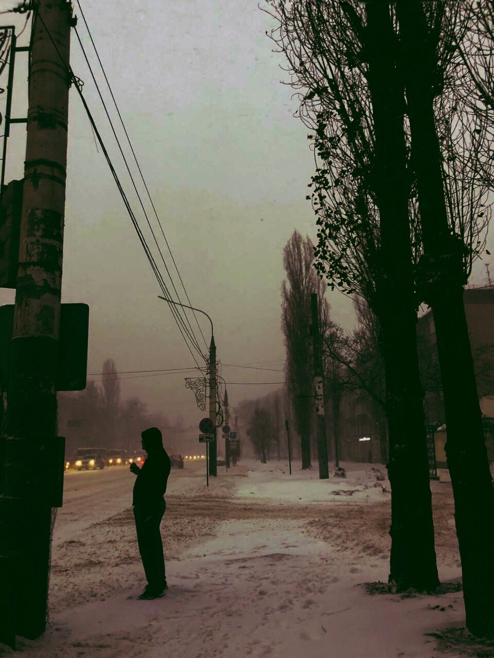 зима утро, улица, зима в городе печальные, человек, фотографии