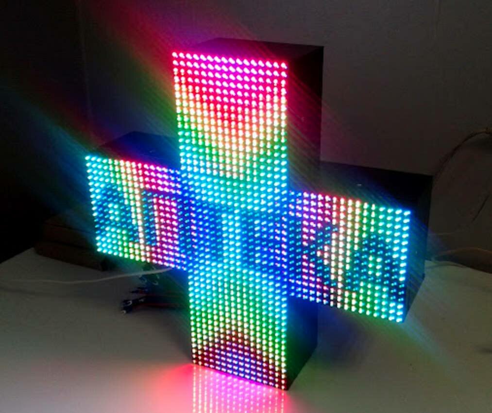 полноцветный аптечный крест, аптечный крест светодиодный led медиавывеска, аптечный крест светодиодный вектор, светодиодный графический экран, светодиодный свет