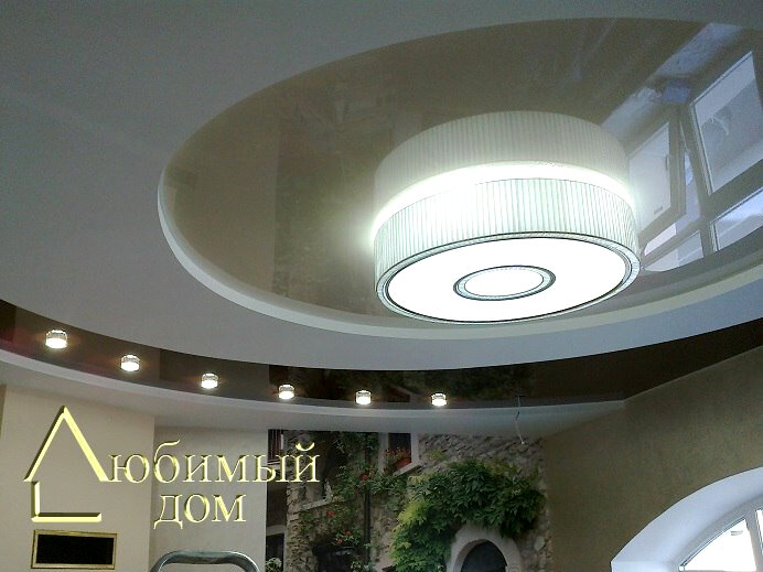 фигурный многоуровневый потолок, круглый потолок, навесные потолки, круглый потолок гипсокартона, подвесной потолок