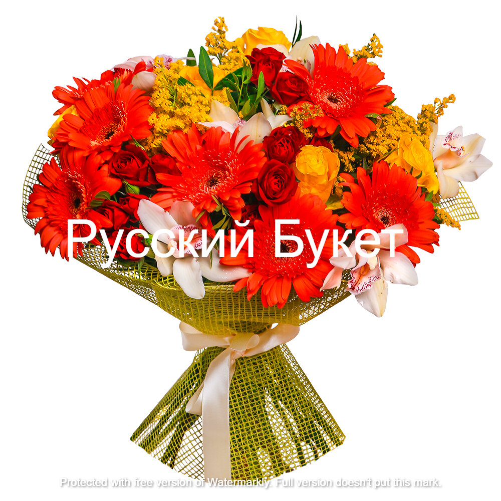 букет хризантем гербер альстромерии, букет из гербер, оранжевый букет, осенний букет из гербер, букет цветов