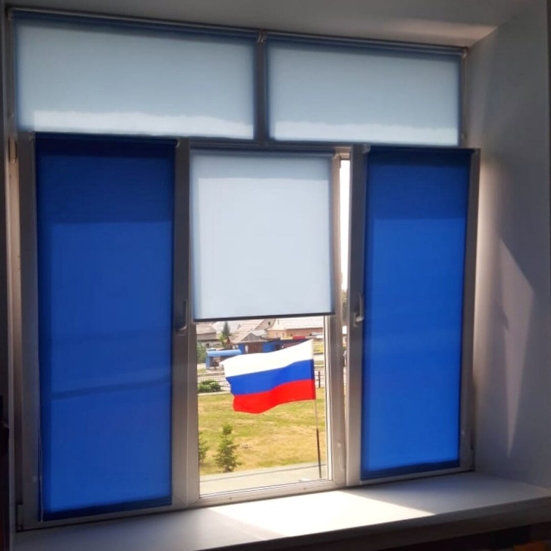 рулонные шторы, рулонные шторы на створки, жалюзи, рулонные шторы альфа голубой, окна