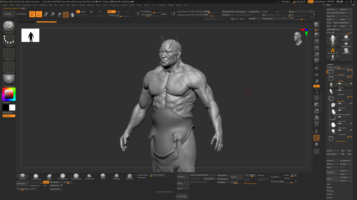 инструмент гизмо zbrush, zbrush 2021 интерфейс, создание 3д персонажа, zbrush, pixologic zbrush программа