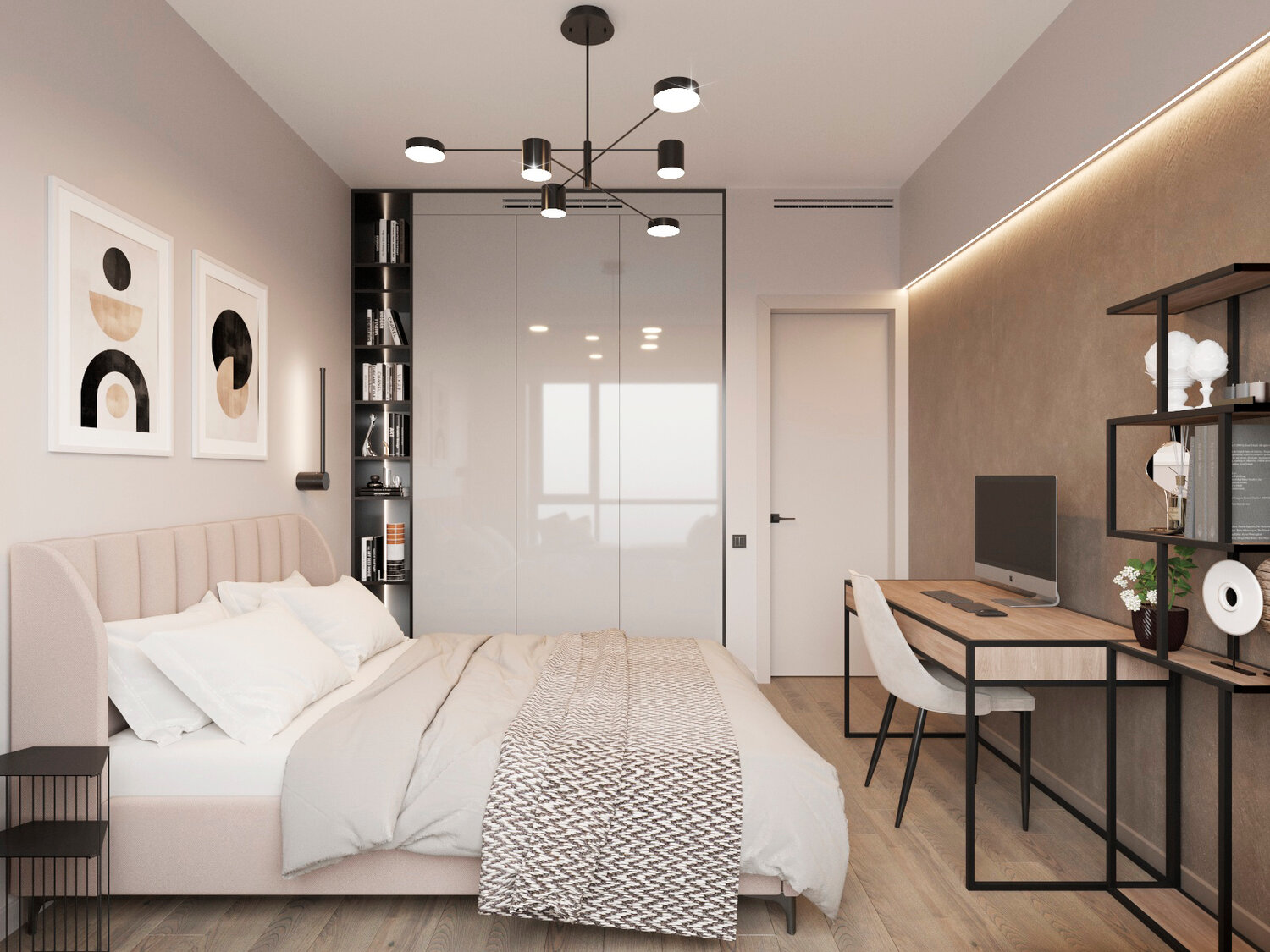 дизайн проект спальни, дизайн спальни 20 кв м, интерьер дизайн квартиры, спальня в стиле минимализм, дизайн интерьера