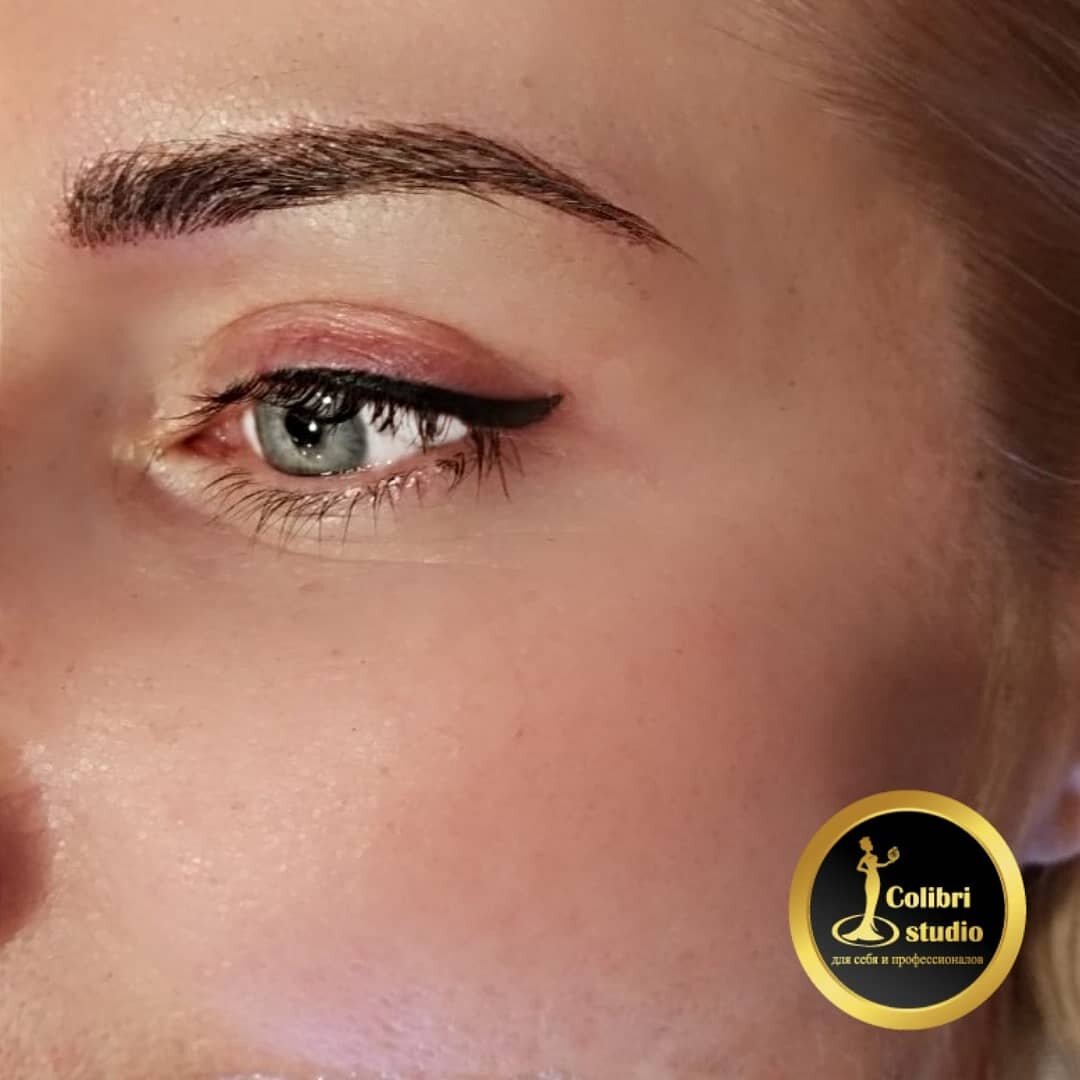 татуаж, микроблейдинг, лица, бровь, брови аккуратные коричневые