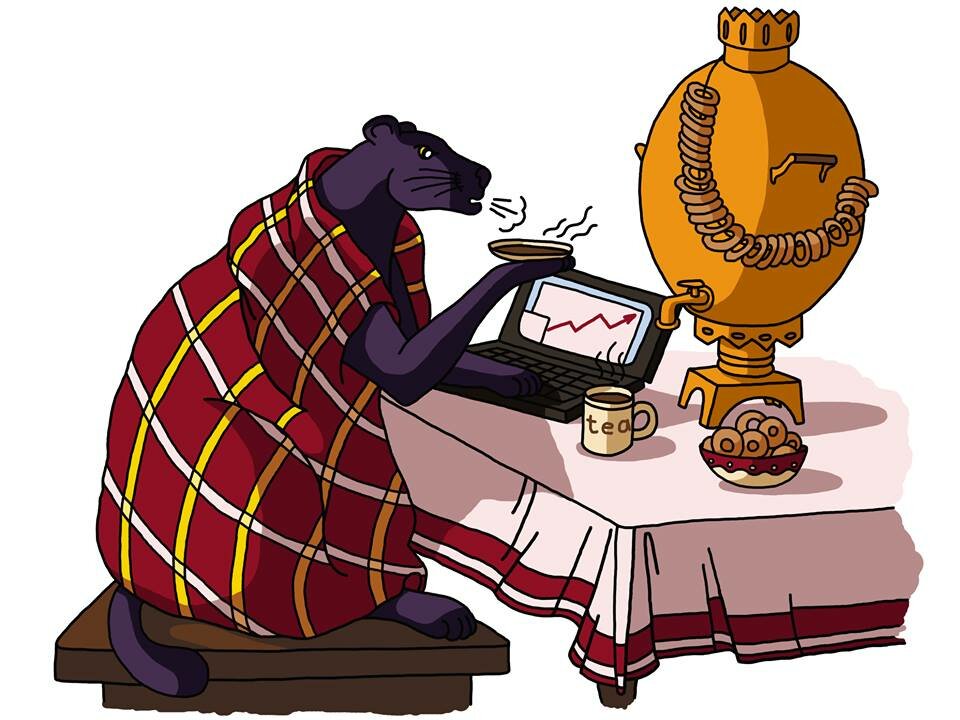 иллюстрация, персонажи, лубок самовар, арт, богатый карикатура