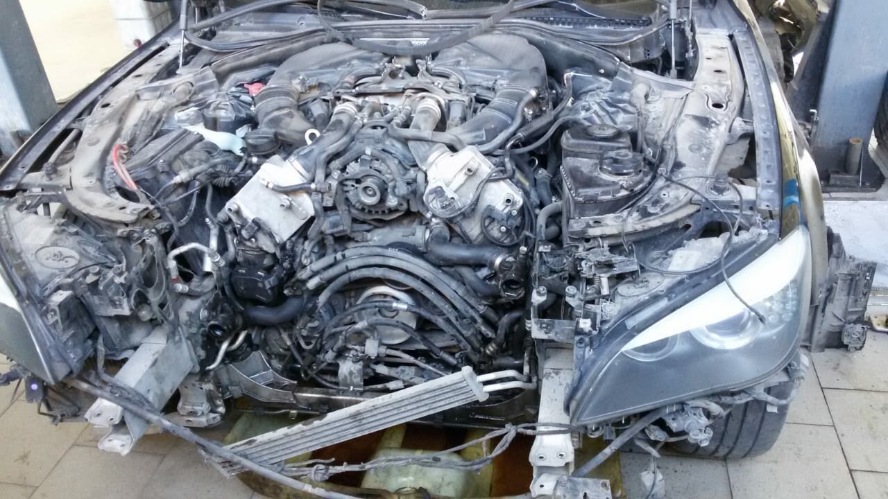 автомобиль, авто, замена двигателя, снятие двигателя с bmw e60 с разбором морды, двигатель
