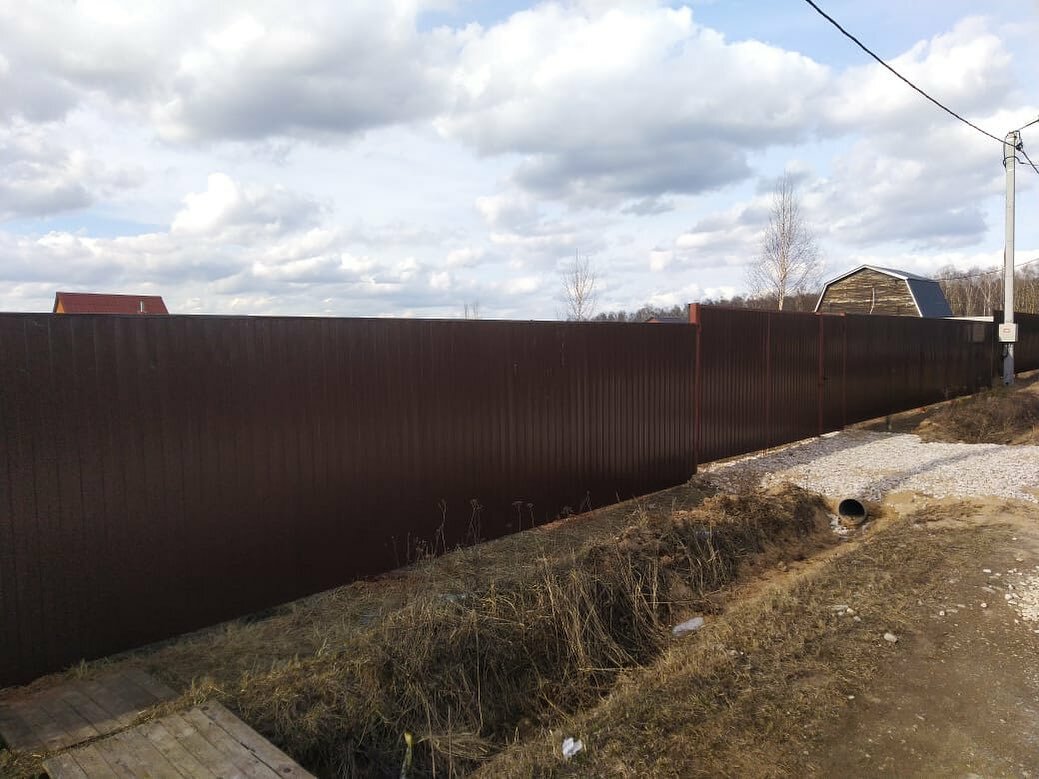 забор, забор из профнастила, забор из профлиста, забор из профнастила под темное дерево, забор премиум