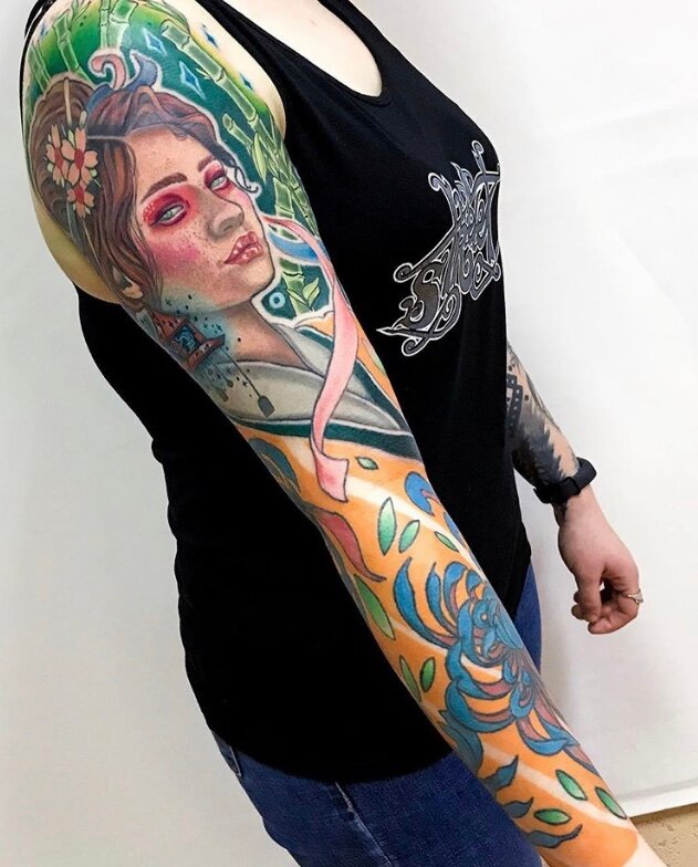 tattoos, тату рукав для женщин, татуировка, тату рукав, классные наколки на всю руку женщины