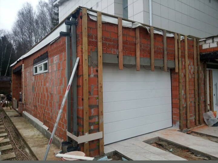 дом из керамические блоки porotherm 51, строительство или ремонт, штукатурка наружных стен из керамических блоков, отделка гаража снаружи профлистом, керамический блок