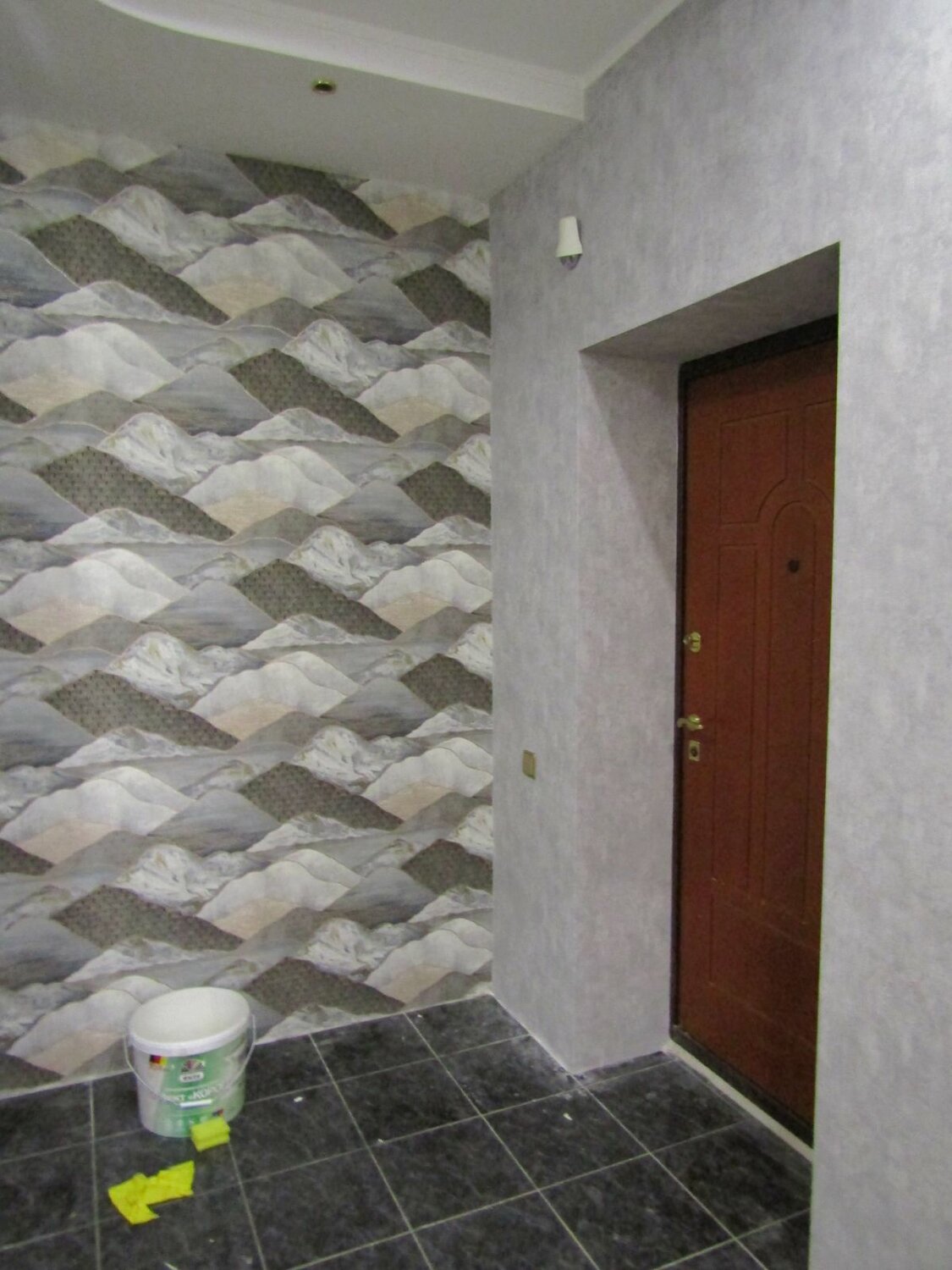 плитка елочкой в коридоре, интерьер, квартира, стен, евроремонт