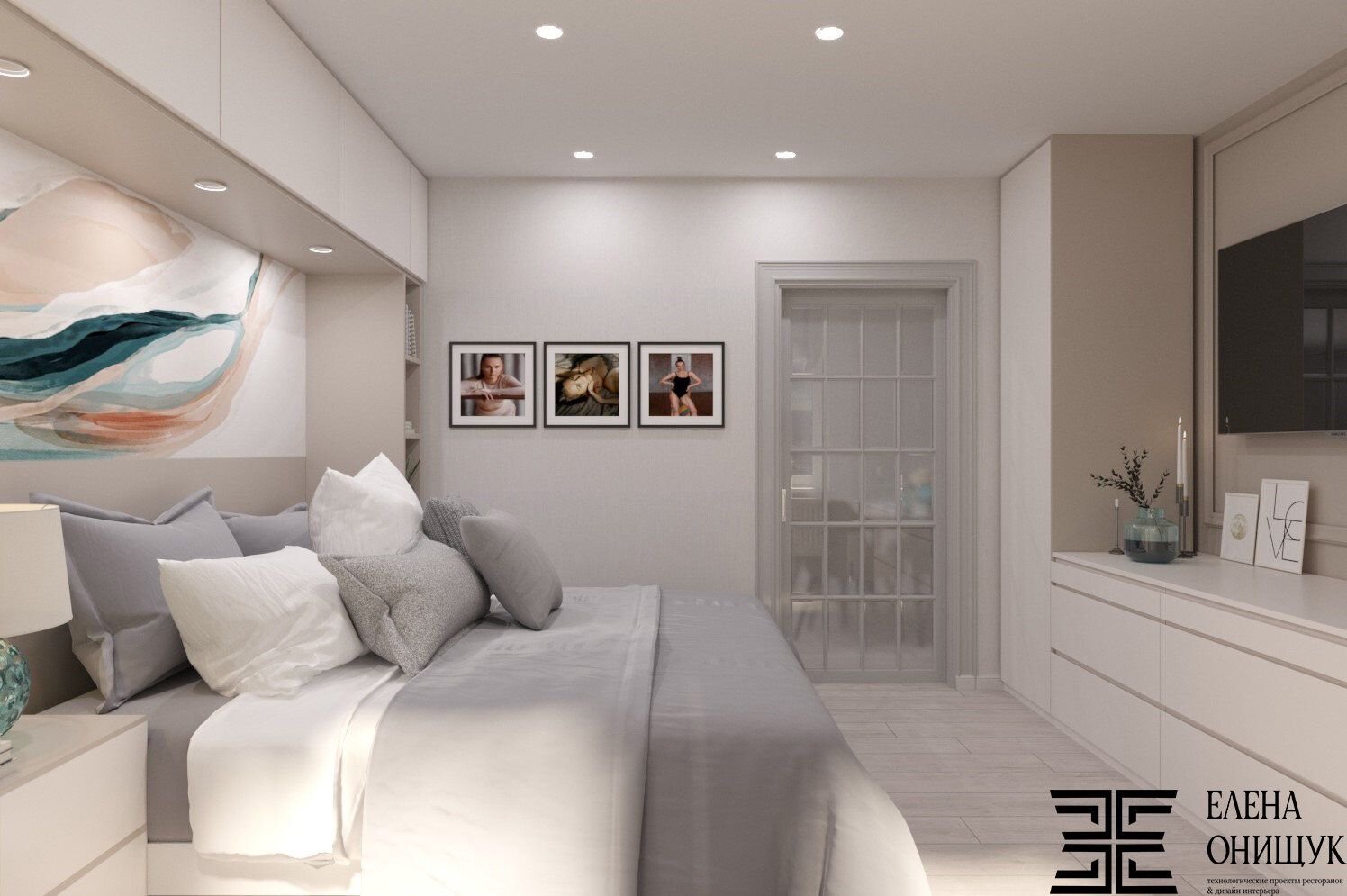 белая спальня интерьер, интерьер спальни, спальня в современном стиле, жемчужный интерьер спальни, спальня дизайн