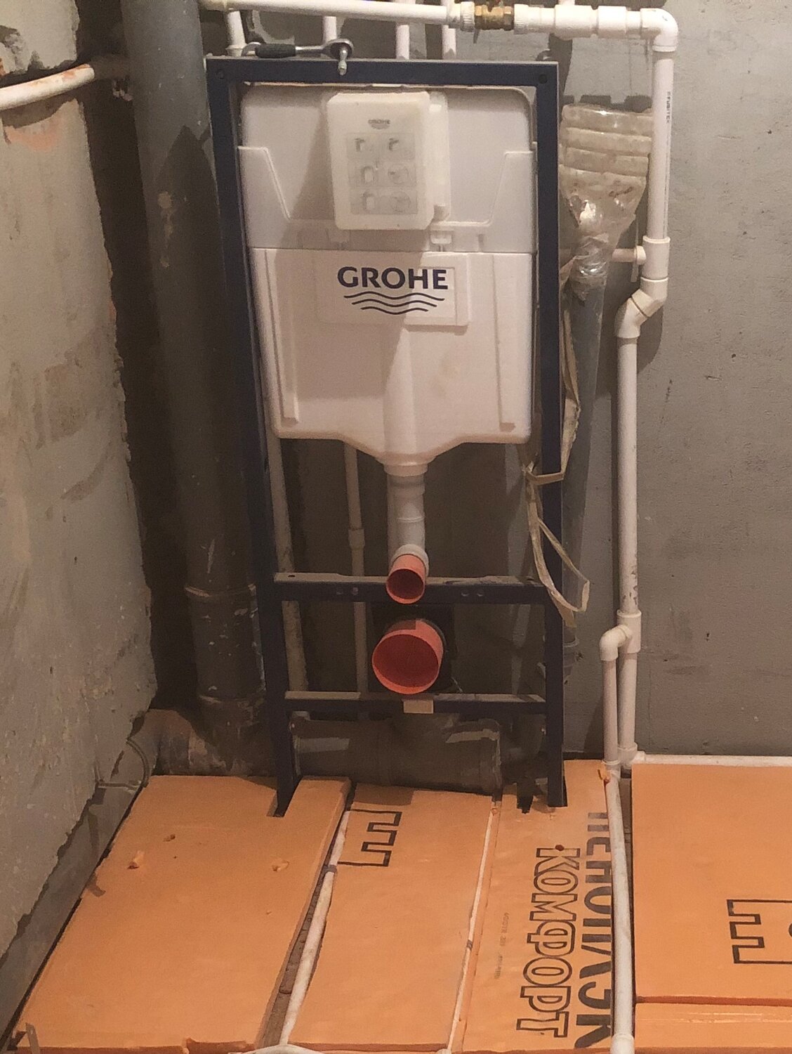 монтаж инсталляции, крепление унитаза к инсталляции grohe, grohe, инсталляция, подвод воды к инсталляции унитаза