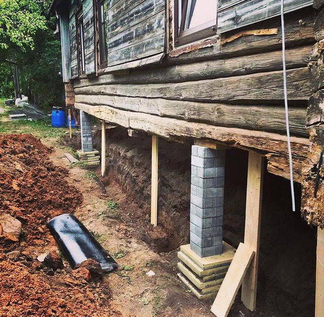 Ремонт фундамента с подъемом домов