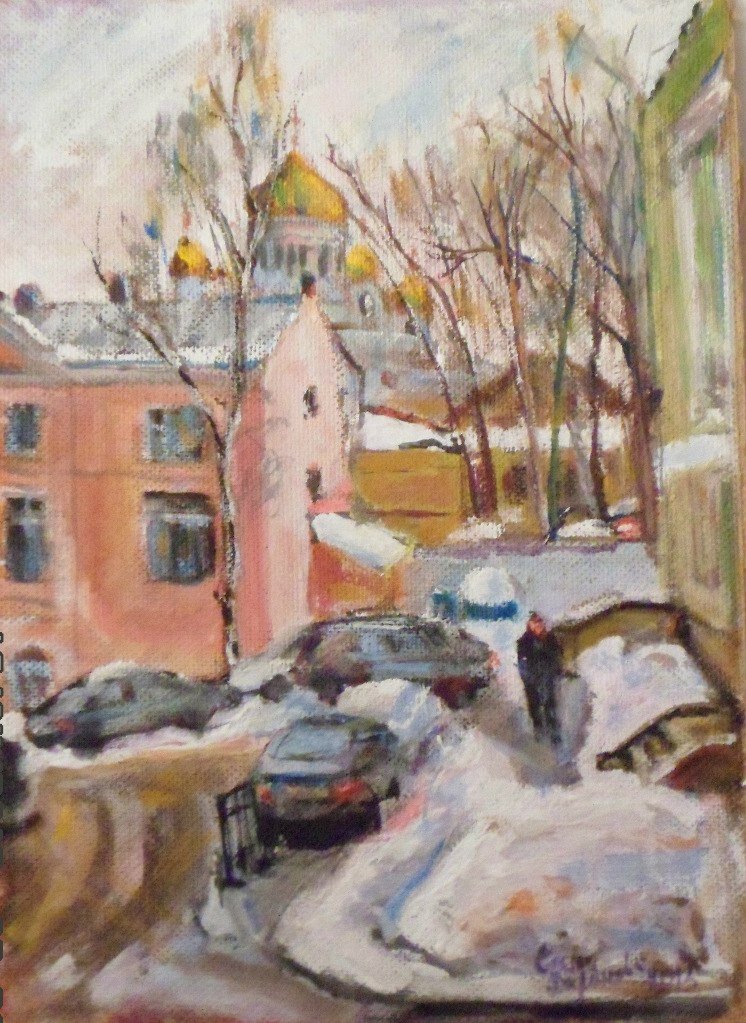 анна чарина художник московские улочки, анна чарина москва живопись, москва в живописи анна чарина зима, анна чарина художник ранняя весна, городской пейзаж