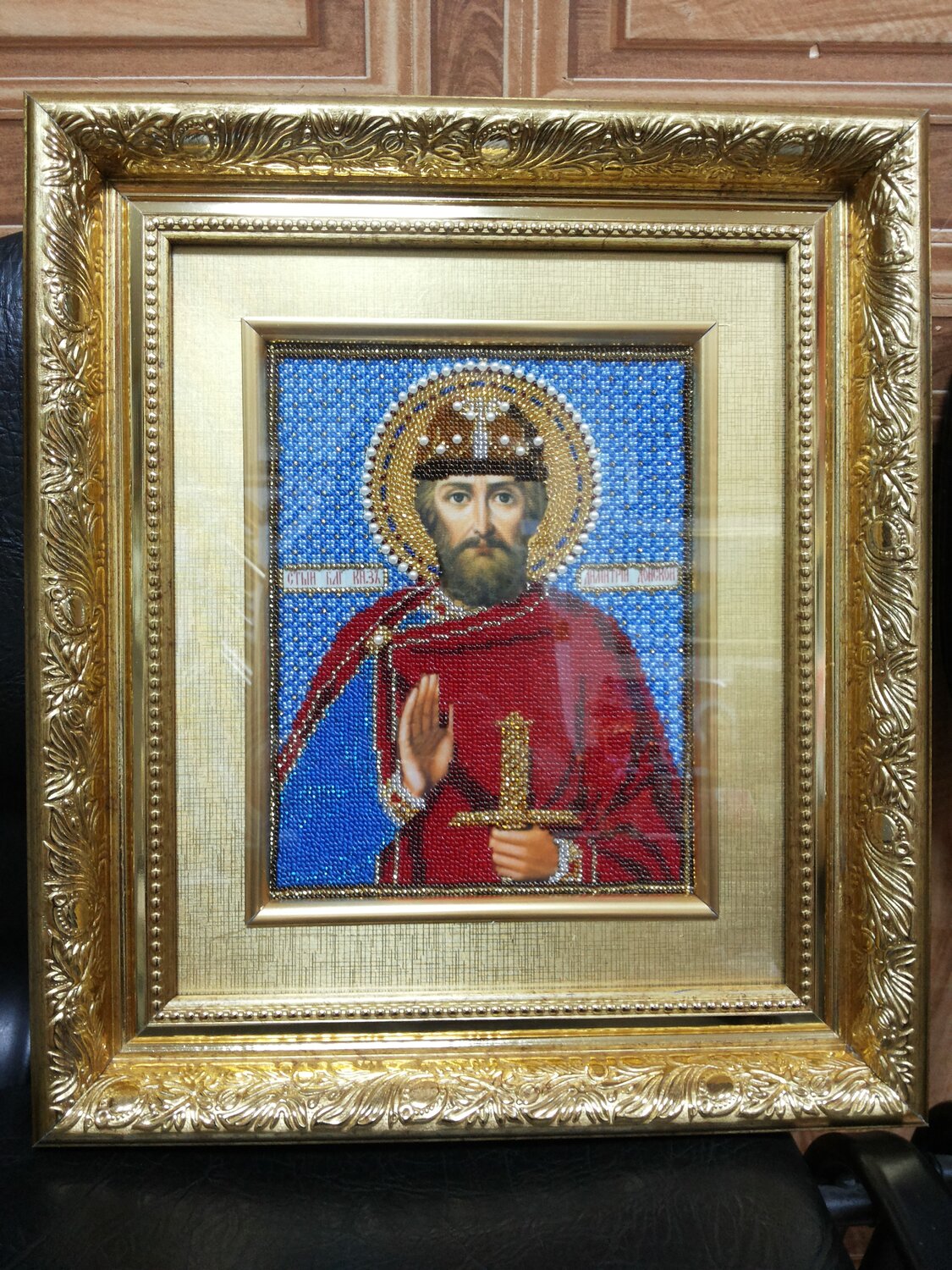 дмитрий донской икона бисером, вышивка бисером дмитрий донской, иконы из бисера, икона бисером, икона иисуса христа бисером
