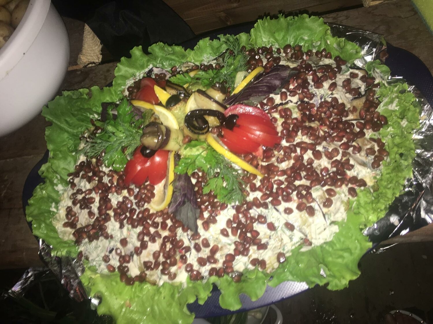 салат, праздничные салаты, салат с гранатом и капустой, салат бордо, новогодние салаты