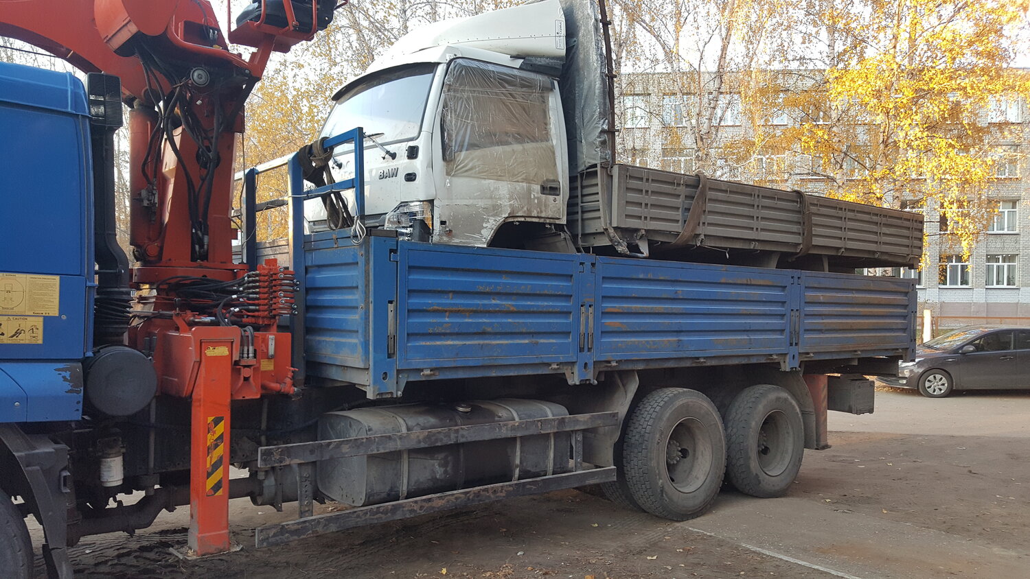 камаз 65117 с манипулятором 6 тонн, камаз 65117, камаз 65117 с кму, камаз 65117 манипулятор синий, камаз 65117 с кму юник