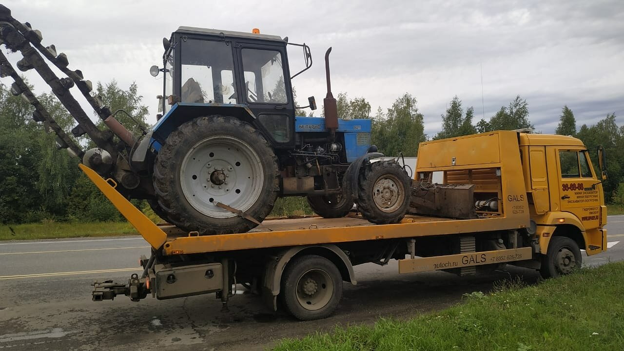 транспортировка мтз, спецтехника эвакуатор, экскаватор цепной эц-1800 на базе мтз-82, трактор мтз эвакуатор в наб челнах, спецтехника экскаватор