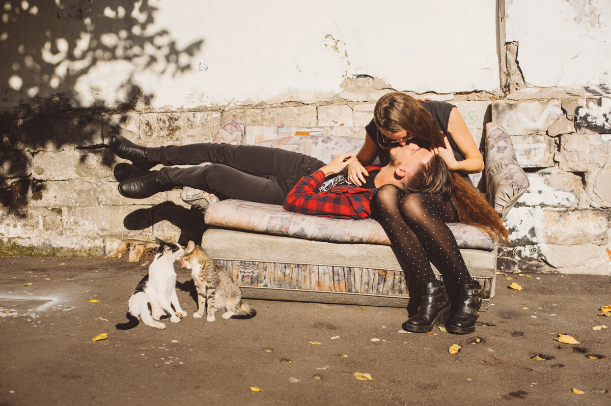 девушки, фотосессия, женщина, человек, love story образы с котом
