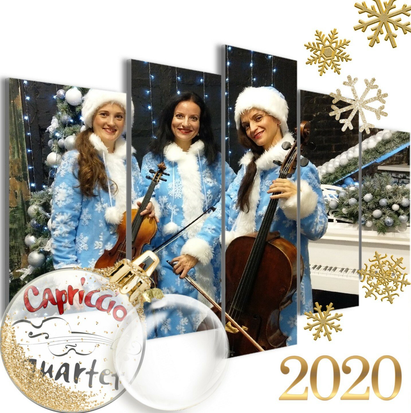 новогодний, снегурочки скрипачки, новогодние открытки, с новым годом, с новым годом технологи