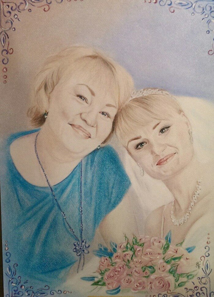 картина, портрет родителей акварель, портреты, холст, художник