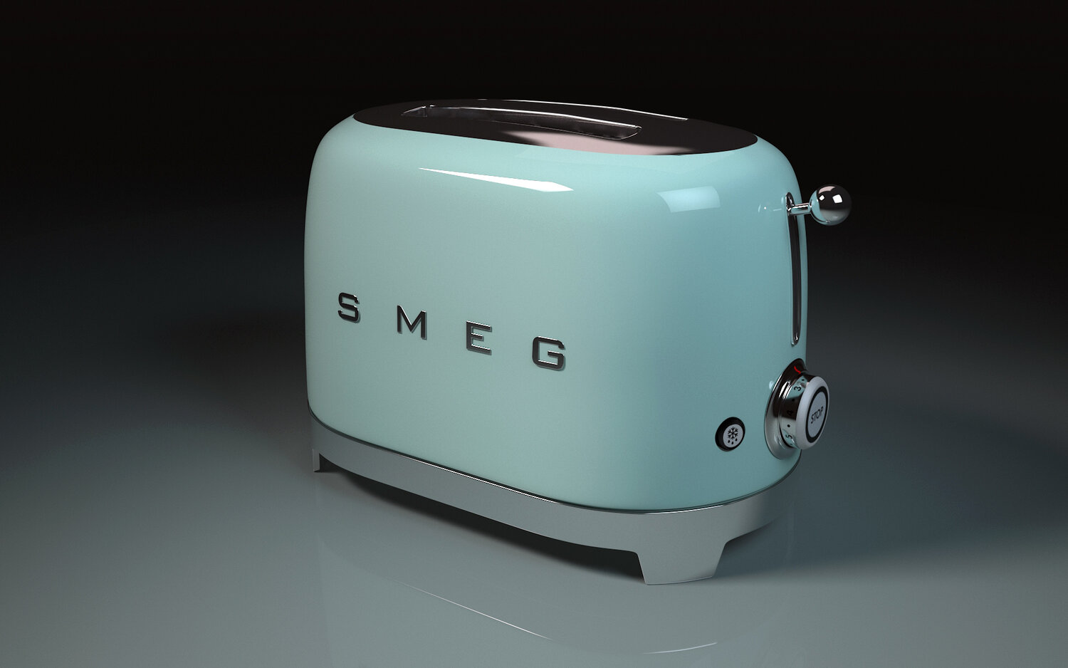 тостер смег, тостер, тостер smeg tsf01pbeu, 3д модель тостер смег, бирюзовый тостер смег