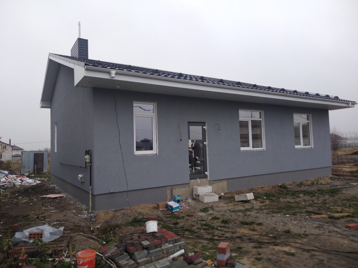 дом, одноэтажный домик из газосиликата, коттедж, строительство загородного дома, новые дома