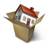 дом в коробке клипарт, дом коробка иконка, переезд в дом вектор, жилья, дом в картонной коробке