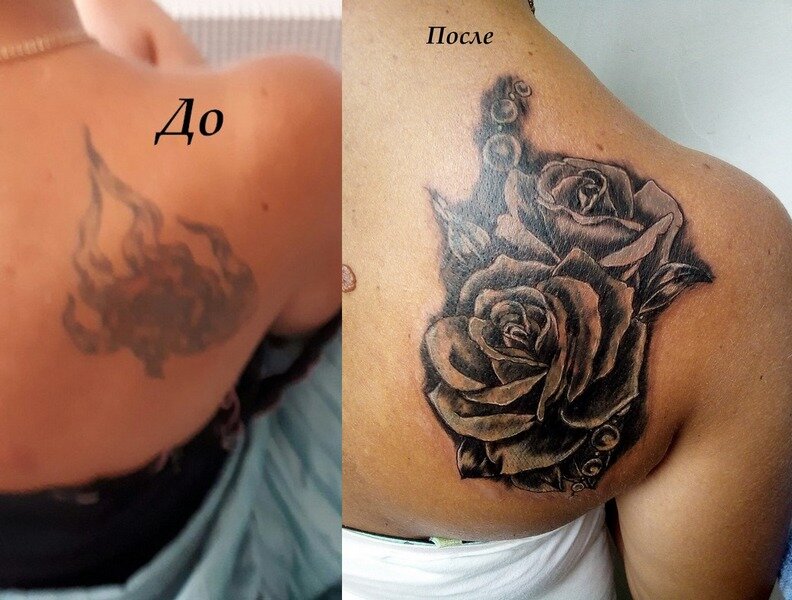 татуировка, cover up tattoo, тату роза на груди, тату, розочка на плече тату