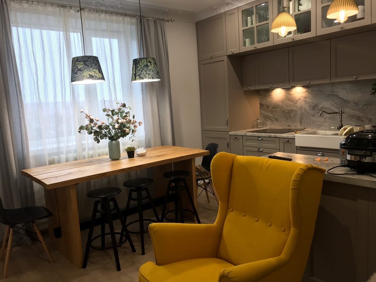 комната, квартира, интерьер, кухня, дизайн интерьера