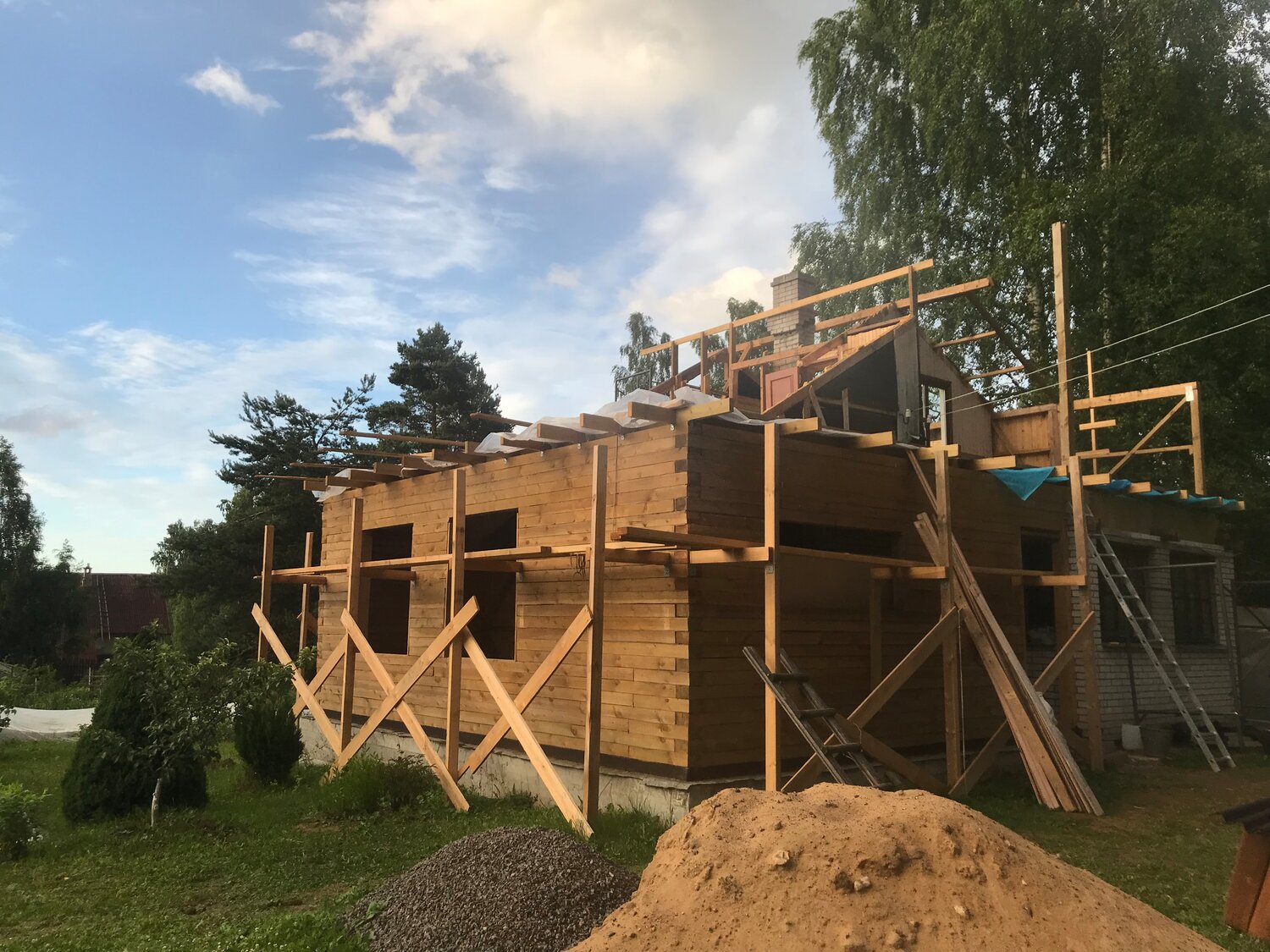 строительство, дом, постройки, каркасный дом, шервудский лес недострой