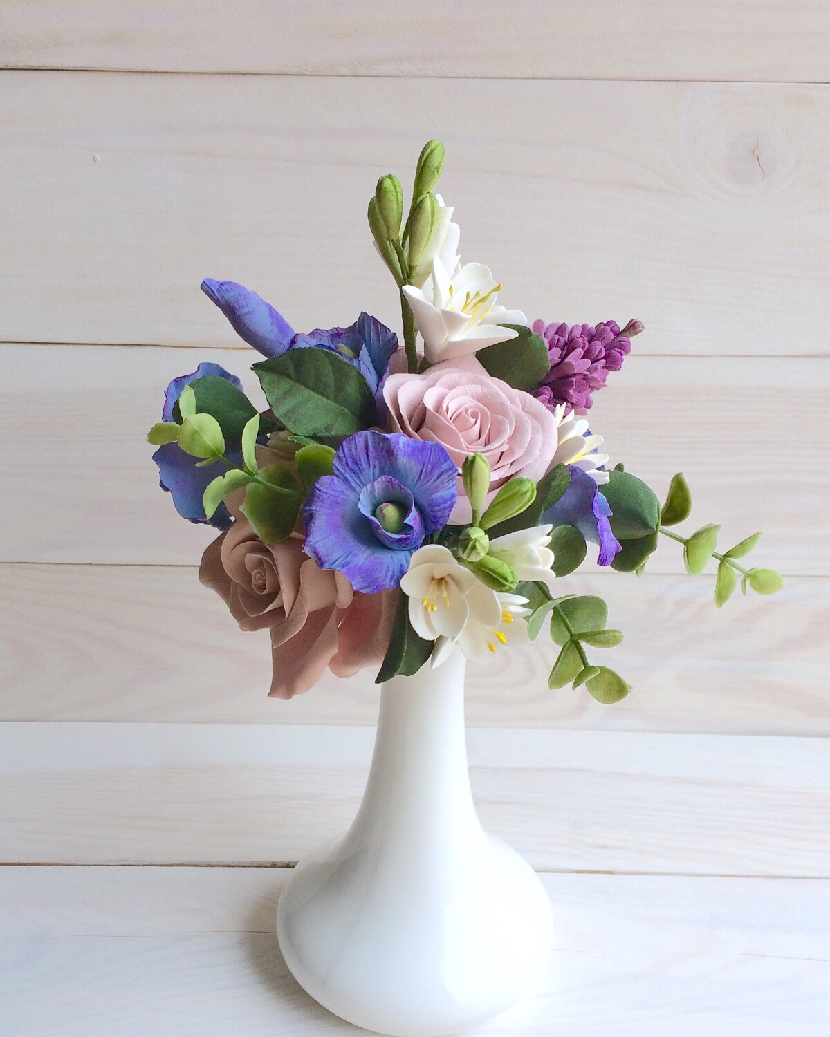 эустома букет невесты, свадебный букет эустома, букеты из полимерной глины в лиловых оттенках, букет вдохновение, букет невесты