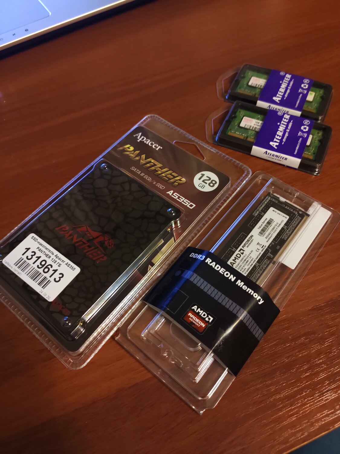 модуль памяти, оперативная память, ddr sdram, пачка или упаковка, atermiter 8gb ddr3 1600