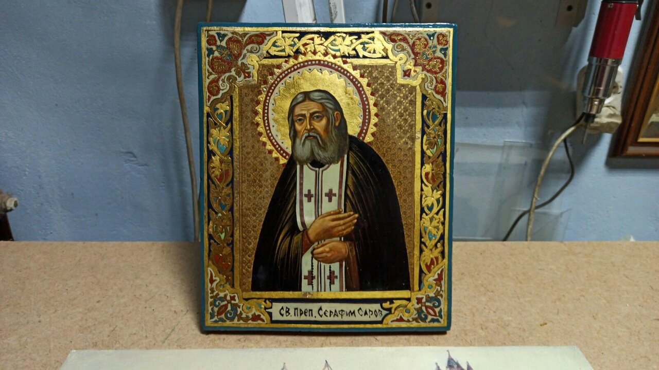 икона серафим саровский, серафим саровский, серафим саровский икона 19 век, серафим саровский старинная икона, св преп серафим саровский