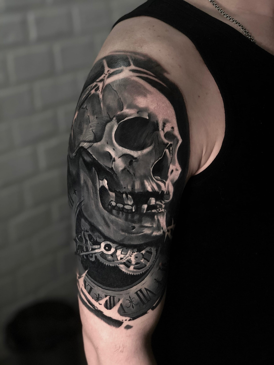 тату череп, тату череп на руке, тату череп черный, череп, tattoo