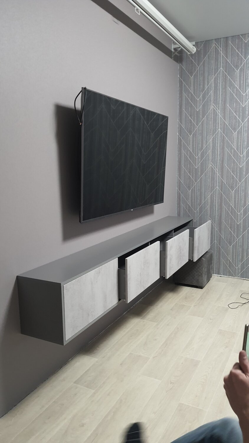 саундбар xiaomi cinema edition ver. 2.0 black, подвесная гостиная, подвесная тумба, подвесная тумба под тв, мебель интерьер