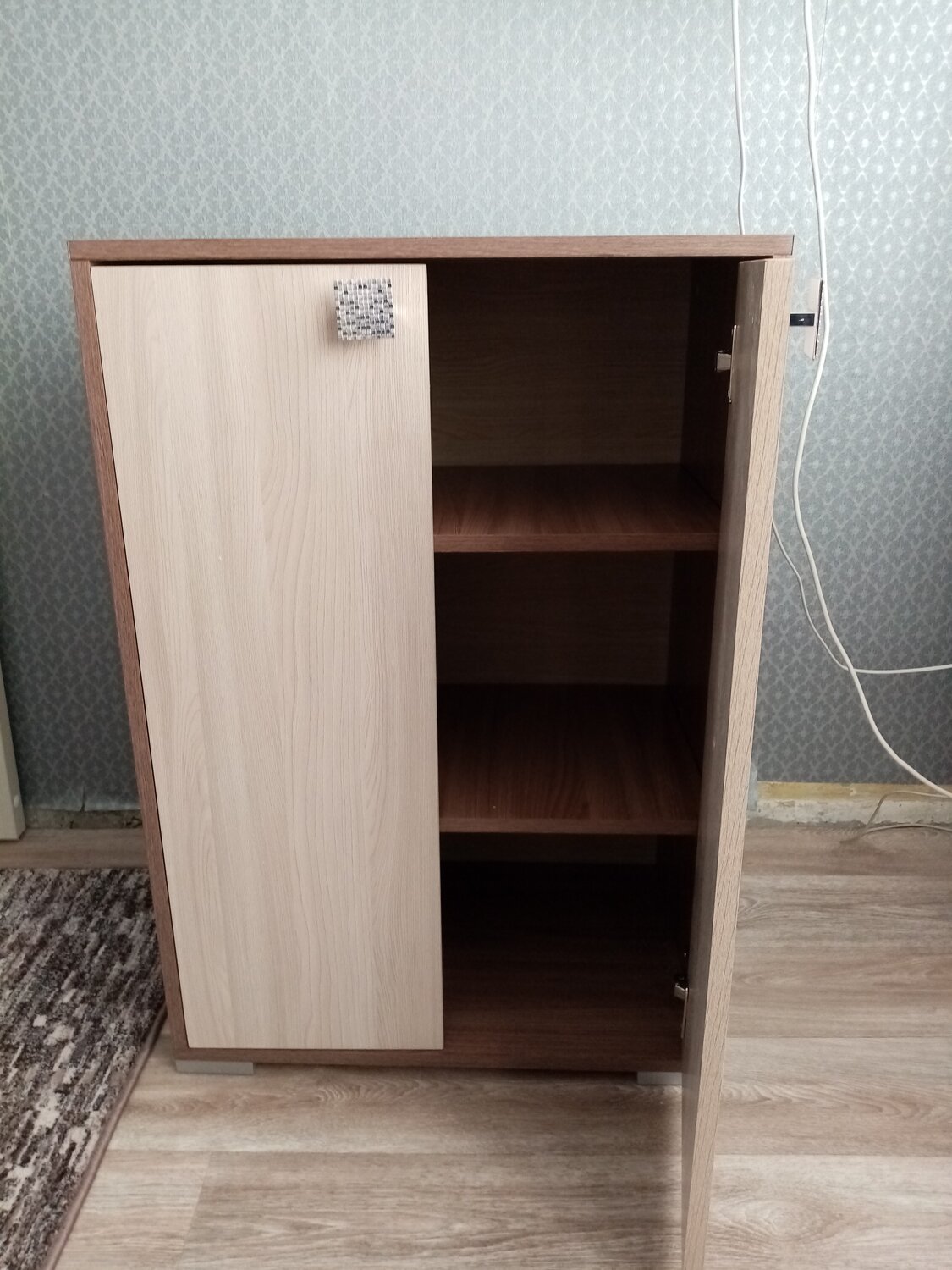 шкаф навесной, 600 × 626 × 290 ясень шимо темный/ясень шимо светлый, тумба с дверцами, шкаф, мебель, тумба высокая узкая с дверцами