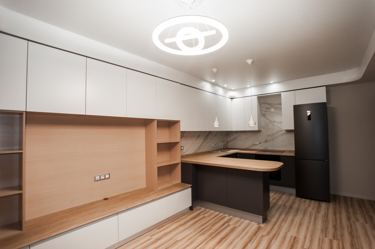 интерьер кухни, кухни гостиная, кухни угловая, кухни студии, стильная кухня