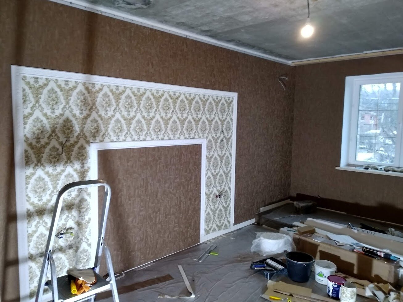 квартира, ремонт в квартире, комната, ремонт дома, поклейка обоев в рамках