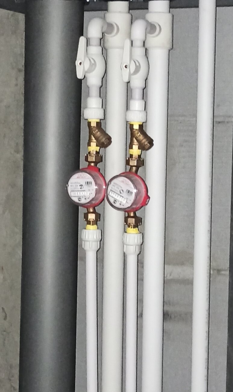 счетчики на полипропилене, водосчетчик присоединение к полипропиленовым трубам, отопление, водоснабжение, водосчетчик