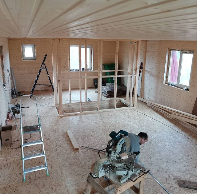 загородный дом, каркасный дом, подготовка мансарды к отделке, пол в каркасном доме