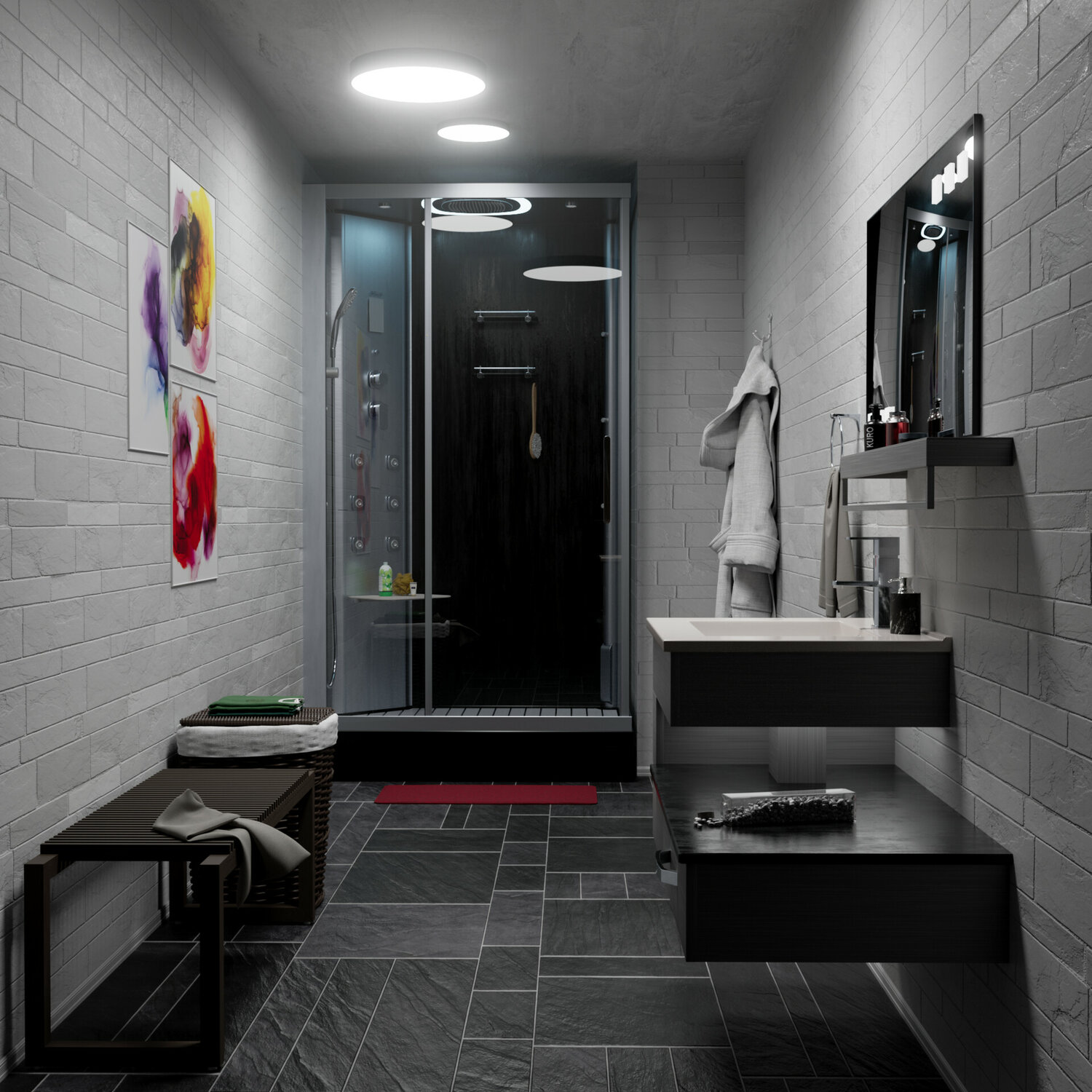 санузел studio 54 interior, серый туалет дизайн, прихожая дизайн интерьера, ванная комната, дизайн интерьера коридора