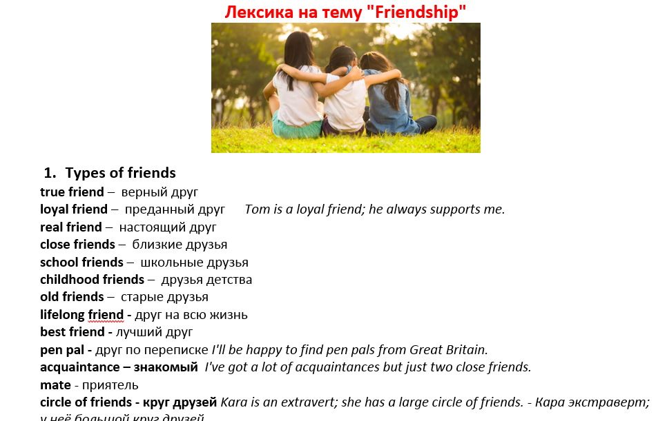 страница с текстом, про дружбу, друзья, проект по английскому, по английскому языку