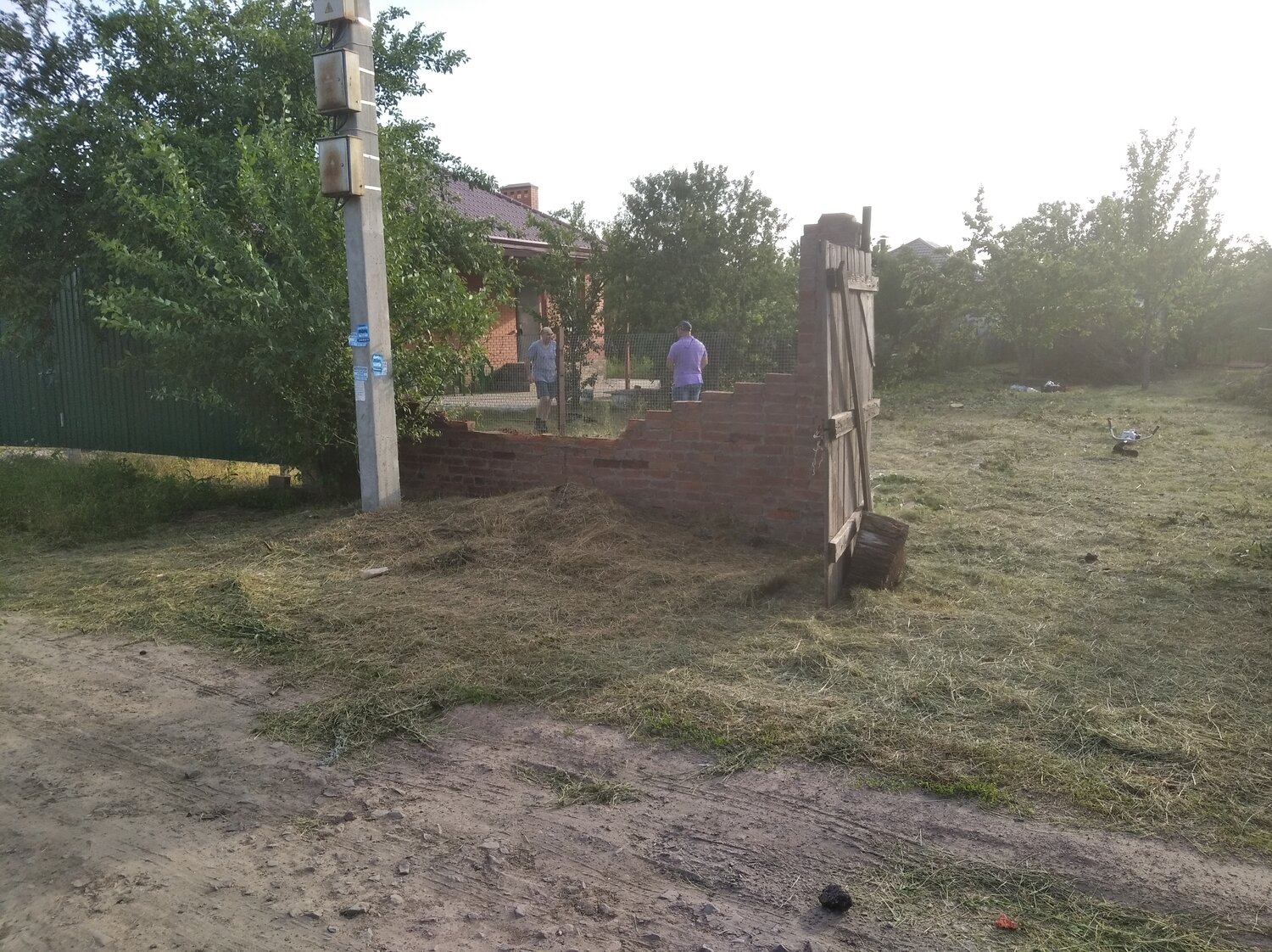 участок, столб, забор, улица, столбы для ворот