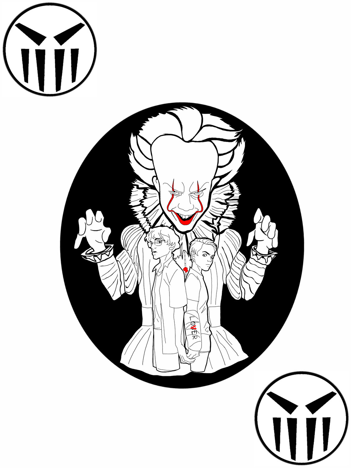 пеннивайз тумблер, pennywise логотип, фан арт, seraphim!санс, арт